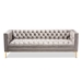 Baxton Studio Zanetta Glam and Luxe Gray Velvet Upholstered Gold Finished Sofa - TSF-7723-Grey/Gold-SF