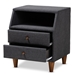 Baxton Studio Claverie Mid-Century Modern Charcoal Fabric Upholstered 2-Drawer Wood Nightstand - BBT3157-Dark Grey-NS