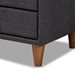 Baxton Studio Claverie Mid-Century Modern Charcoal Fabric Upholstered 2-Drawer Wood Nightstand - BBT3157-Dark Grey-NS