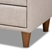 Baxton Studio Claverie Mid-Century Modern Beige Fabric Upholstered 2-Drawer Wood Nightstand - BBT3157-Beige-NS