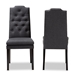 Baxton Studio Dylin Modern and Contemporary Charcoal Fabric Upholstered Button Tufted Wood Dining Chair Set of 2 - BBT5158.11-Dark Grey-CC