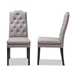 Baxton Studio Dylin Modern and ContemporaryGray Fabric Upholstered Button Tufted Wood Dining Chair Set of 2 - BBT5158.11-Grey-CC