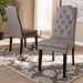 Baxton Studio Dylin Modern and ContemporaryGray Fabric Upholstered Button Tufted Wood Dining Chair Set of 2 - BBT5158.11-Grey-CC