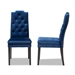 Baxton Studio Dylin Modern and Contemporary Navy Blue Velvet Fabric Upholstered Button Tufted Wood Dining Chair Set of 2 - BBT5158-Navy Blue-DC