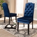 Baxton Studio Dylin Modern and Contemporary Navy Blue Velvet Fabric Upholstered Button Tufted Wood Dining Chair Set of 2 - BBT5158-Navy Blue-DC