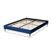 Baxton Studio Volden Glam and Luxe Navy Blue Velvet Fabric Upholstered Full Size Wood Platform Bed Frame with Gold-Tone Leg Tips - BBT6598A1-Navy Blue-Full