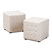 Baxton Studio Elladio Modern and Contemporary Beige Fabric Upholstered Tufted Cube Ottoman (Set of 2)