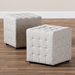 Baxton Studio Elladio Modern and Contemporary Beige Fabric Upholstered Tufted Cube Ottoman (Set of 2) - BBT5127-Beige-Otto