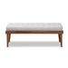 Baxton Studio Linus Mid-Century Modern Greyish Beige Fabric Upholstered and Button Tufted Wood Bench - BBT5363-Greyish Beige-Bench