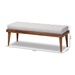 Baxton Studio Linus Mid-Century Modern Greyish Beige Fabric Upholstered and Button Tufted Wood Bench - BBT5363-Greyish Beige-Bench