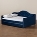 Baxton Studio Perry Modern and Contemporary Navy Blue Velvet Fabric Upholstered and Button Tufted Queen Size Daybed with Trundle - CF8940-Navy Blue-Daybed-Q/T