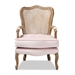 Baxton Studio Vallea Traditional French Provincial Light Pink Velvet Fabric Upholstered White-Washed Oak Wood Armchair - TSF7764-Light Pink-CC