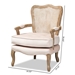 Baxton Studio Vallea Traditional French Provincial Light Beige Velvet Fabric Upholstered White-Washed Oak Wood Armchair - TSF7764-Light Beige-CC