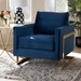 Baxton Studio Matteo Glam and Luxe Navy Blue Velvet Fabric Upholstered Gold Finished Armchair - TSF-77241-Navy/Gold-CC