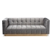 Baxton Studio Loreto Glam and Luxe Grey Velvet Fabric Upholstered Brushed Gold Finished Sofa - TSF-5506-Grey/Gold-SF