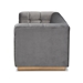 Baxton Studio Loreto Glam and Luxe Grey Velvet Fabric Upholstered Brushed Gold Finished Sofa - TSF-5506-Grey/Gold-SF