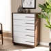 Baxton Studio Mette Mid-Century Modern Two-Tone White and Walnut Finished 5-Drawer Wood Chest - LV3COD3231WI-Columbia/White-5DW-Chest