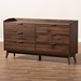 Baxton Studio Lena Mid-Century Modern Walnut Brown Finished 6-Drawer Wood Dresser - LV4COD4231WI-Columbia-6DW-Dresser