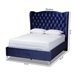 Baxton Studio Hanne Glam and Luxe Purple Blue Velvet Fabric Upholstered King Size Wingback Bed - CF8948-Navy Blue-King
