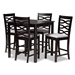 Baxton Studio Lanier Modern and Contemporary Gray Fabric Upholstered Espresso Brown Finished 5-Piece Wood Pub Set