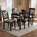 Baxton Studio Verner Modern and Contemporary Sand Fabric Upholstered Espresso Brown Finished 5-Piece Wood Dining Set - RH330C-Sand/Dark Brown-5PC Dining Set