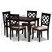 Baxton Studio Verner Modern and Contemporary Sand Fabric Upholstered Espresso Brown Finished 5-Piece Wood Dining Set - RH330C-Sand/Dark Brown-5PC Dining Set