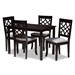 Baxton Studio Mael Modern and Contemporary Grey Fabric Upholstered Espresso Brown Finished 5-Piece Wood Dining Set