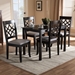 Baxton Studio Mael Modern and Contemporary Grey Fabric Upholstered Espresso Brown Finished 5-Piece Wood Dining Set - RH331C-Grey/Dark Brown-5PC Dining Set