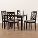Baxton Studio Renaud Modern and Contemporary Sand Fabric Upholstered Espresso Brown Finished 5-Piece Wood Dining Set - RH332C-Sand/Dark Brown-5PC Dining Set