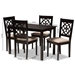 Baxton Studio Renaud Modern and Contemporary Sand Fabric Upholstered Espresso Brown Finished 5-Piece Wood Dining Set - RH332C-Sand/Dark Brown-5PC Dining Set