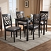 Baxton Studio Renaud Modern and Contemporary Grey Fabric Upholstered Espresso Brown Finished 5-Piece Wood Dining Set - RH332C-Grey/Dark Brown-5PC Dining Set