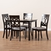 Baxton Studio Lucie Modern and Contemporary Grey Fabric Upholstered Espresso Brown Finished 5-Piece Wood Dining Set - RH333C-Grey/Dark Brown-5PC Dining Set