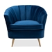 Baxton Studio Emeline Glam and Luxe Navy Blue Velvet Fabric Upholstered Brushed Gold Finished Accent Chair - TSF-66161-Navy/Gold-CC
