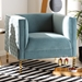 Baxton Studio Seraphin Glam and Luxe Light Blue Velvet Fabric Upholstered Gold Finished Armchair - TSF-6625-Light Blue/Gold-CC