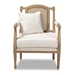 Baxton Studio Clemence French Provincial Ivory Fabric Upholstered Whitewashed Wood Armchair - ASS1037-CC