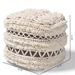 Baxton Studio Vesey Moroccan Inspired Beige and Brown Handwoven Wool Pouf Ottoman - Vesey-White/Grey-Pouf