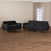 Baxton Studio Allister Mid-Century Modern Dark Grey Fabric Upholstered 2-Piece Living Room Set - J1453-Dark Grey-2PC Set