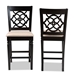 Baxton Studio Arden Modern and Contemporary Sand Fabric Upholstered Espresso Brown Finished Wood Counter Stool (Set of 2) - RH322P-Sand/Dark Brown-PS