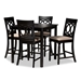 Baxton Studio Verina Modern and Contemporary Sand Fabric Upholstered Espresso Brown Finished 5-Piece Wood Pub Set