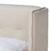 Baxton Studio Catarina Mid-Century Modern Light Beige Fabric Upholstered Walnut Finished Wood King Size Wingback Platform Bed - BBT6809-Light Beige/Walnut-King