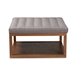 Baxton Studio Alvere Modern and Contemporary Grey Fabric Upholstered Walnut Finished Cocktail Ottoman - BBT5365-Grey/Walnut-Otto