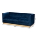 Baxton Studio Aveline Glam and Luxe Navy Blue Velvet Fabric Upholstered Brushed Gold Finished Sofa - TSF-BAX66113-Navy/Gold-SF