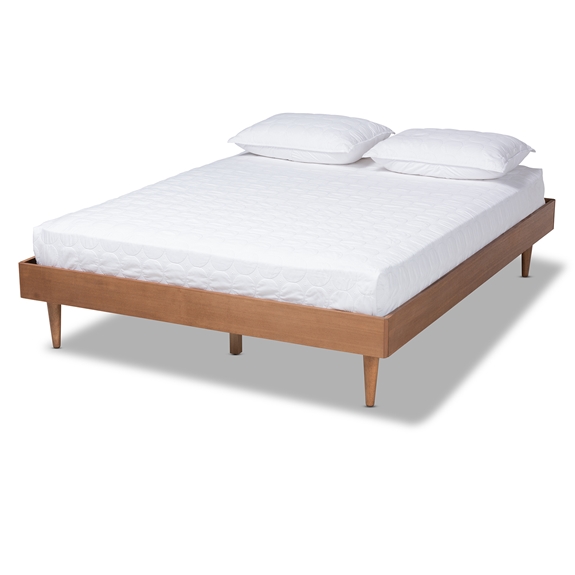 Baxton Studio Rina Mid-Century Modern Ash Wanut Finished Full Size Wood Bed Frame