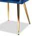 Baxton Studio Germaine Glam and Luxe Navy Blue Velvet Fabric Upholstered Gold Finished 2-Piece Metal Dining Chair Set - DC144-Navy Blue Velvet/Gold-DC
