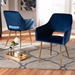 Baxton Studio Germaine Glam and Luxe Navy Blue Velvet Fabric Upholstered Gold Finished 2-Piece Metal Dining Chair Set - DC144-Navy Blue Velvet/Gold-DC