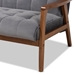 Baxton Studio Asta Mid-Century Modern Grey Velvet Fabric Upholstered Walnut Finished Wood 3-Piece Living Room Set - TOGO-Grey Velvet/Walnut-3PC SF Set