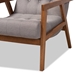 Baxton Studio Naeva Mid-Century Modern Grey Fabric Upholstered Walnut Finished Wood Armchair - BBT8040-Grey/Walnut-CC