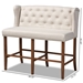 Baxton Studio Alira Modern and Contemporary Beige Fabric Upholstered Walnut Finished Wood Button Tufted Bar Stool Bench - BBT5349-Beige/Walnut-Bench