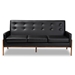 Baxton Studio Perris Mid-Century Modern Black Faux Leather Upholstered Walnut Finished Wood Sofa - BBT8042-Black/Walnut-SF
