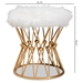 Baxton Studio Leonie Glam and Luxe White Faux Fur Upholstered Gold Finished Metal Ottoman - FJ5A-025-White/Gold-Otto